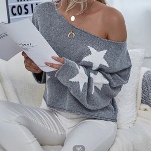 SheIn Drop Shoulder Star Sweater